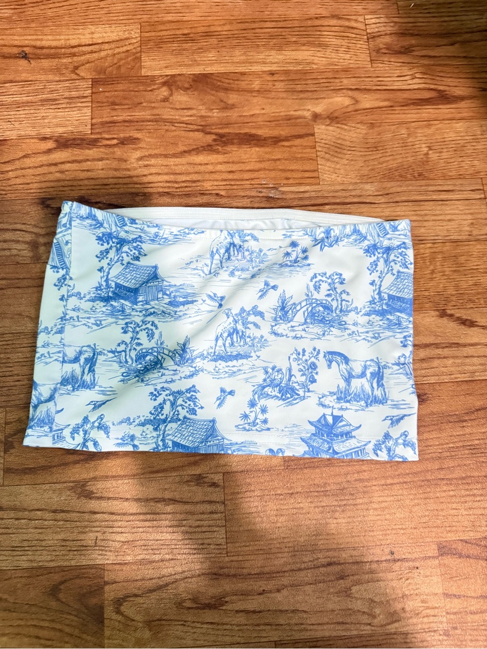 Blue and White Toile Print Kids Skirt